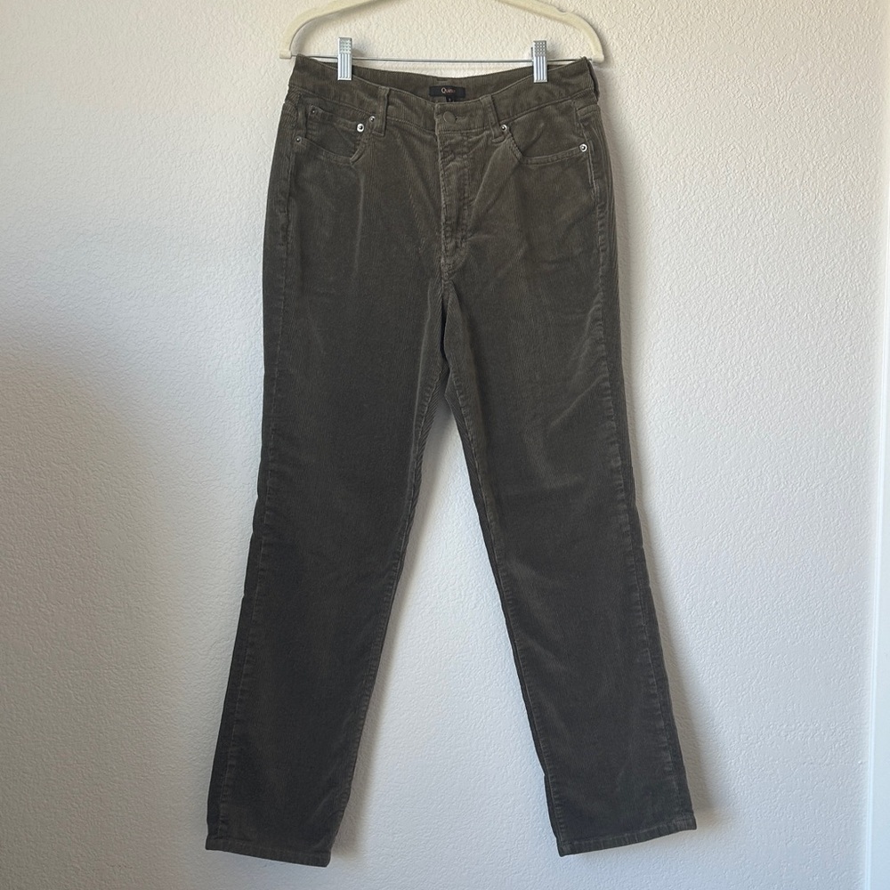 Quince Size 8 Organic Stretch Cotton Corduroy Pants | Seaweed Green Straight Leg